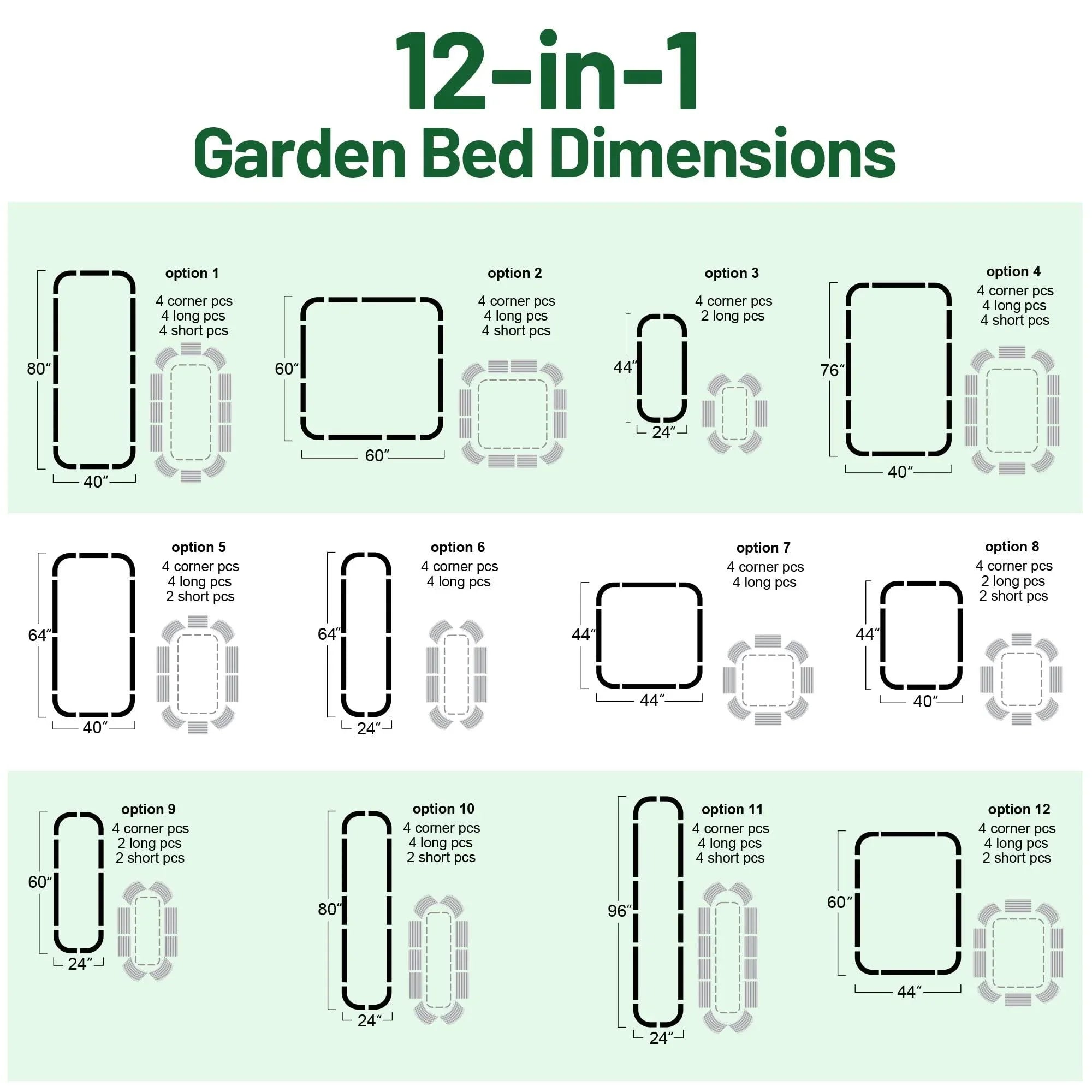 17'' Tall Olle Gardens 12 - in - 1 Raised Bed, in Sage Green - Ollegardens