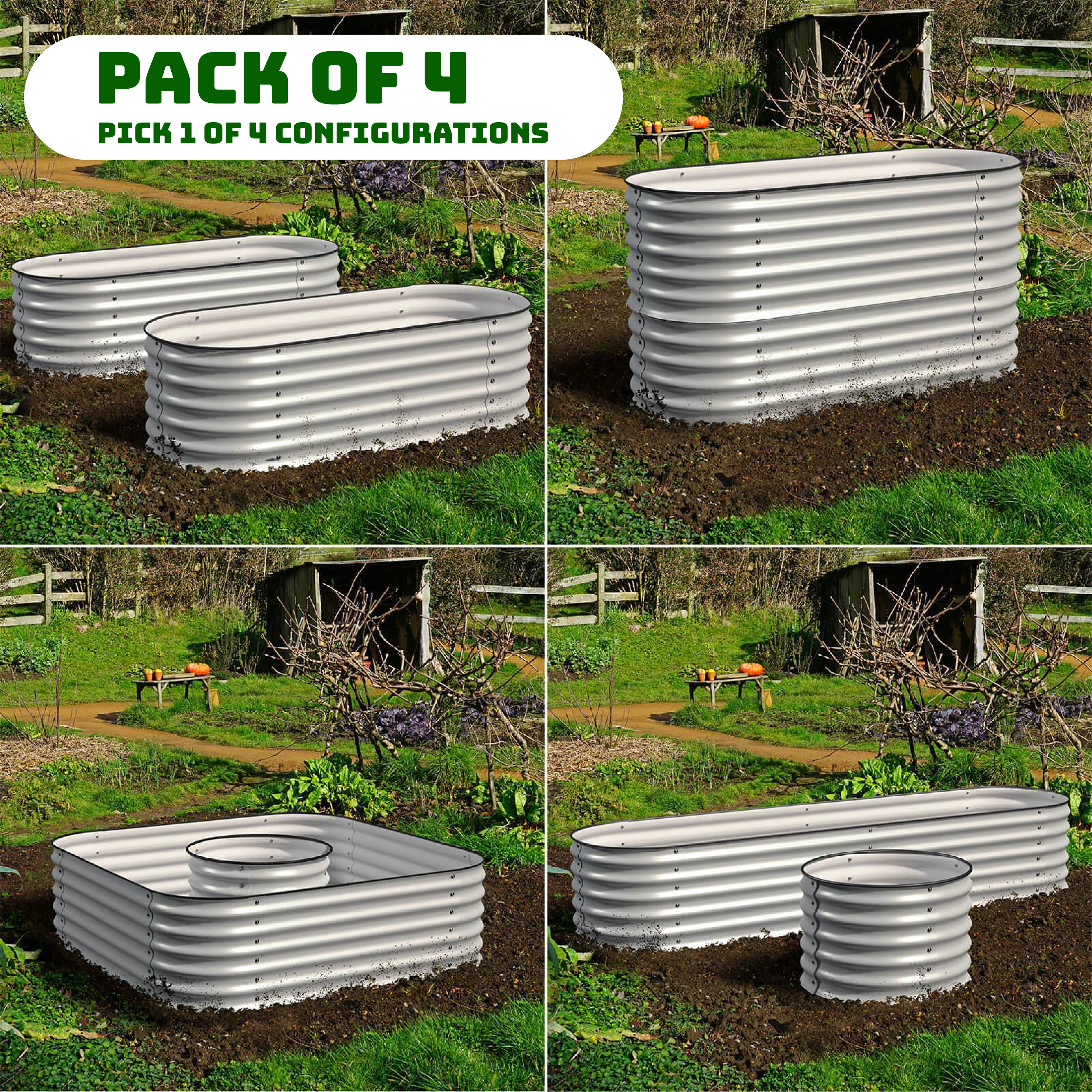 Bundle of 4 | Modular 4 Style Raised Garden Beds