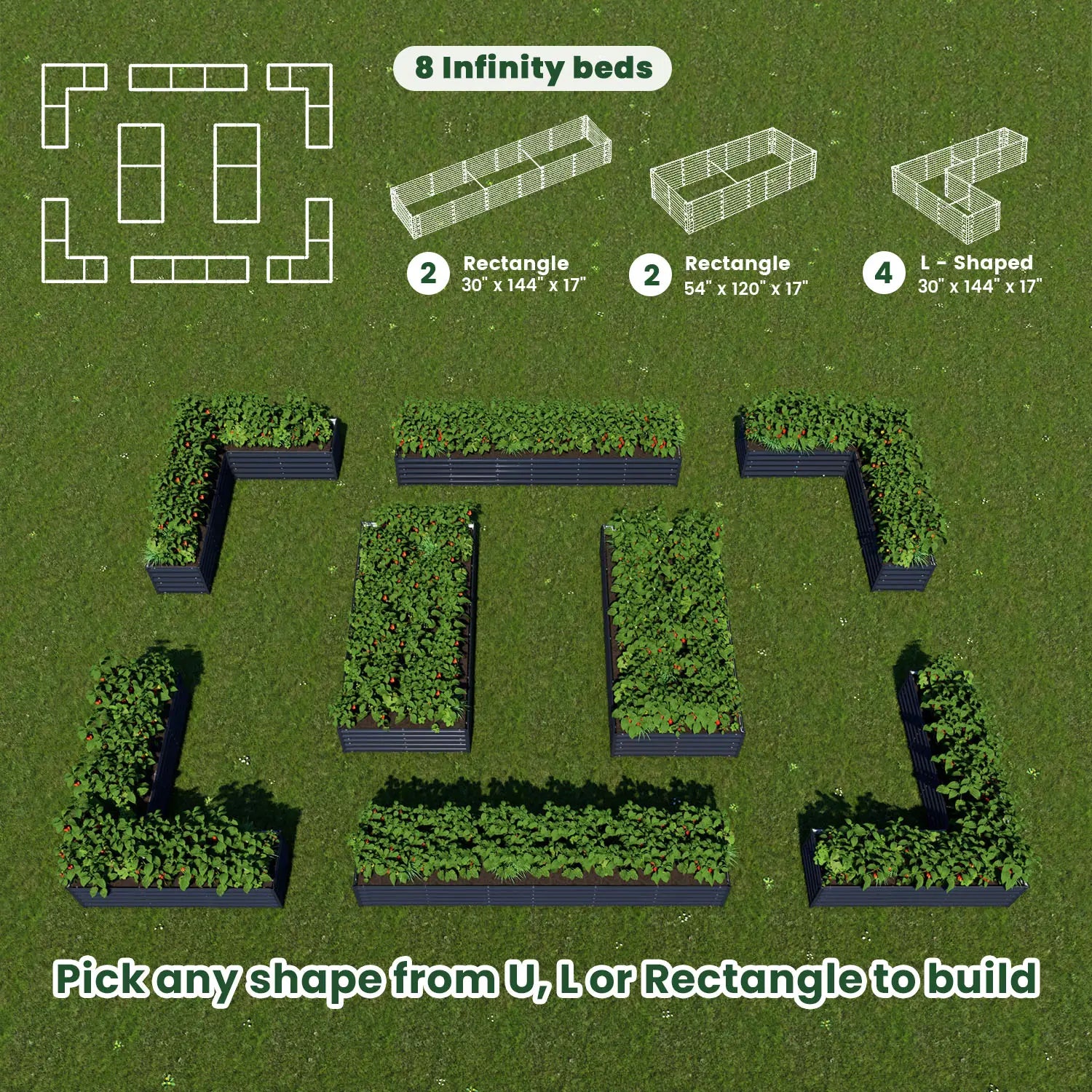 Bundle of 8 | Infinity Olle Gardens Raised Beds
