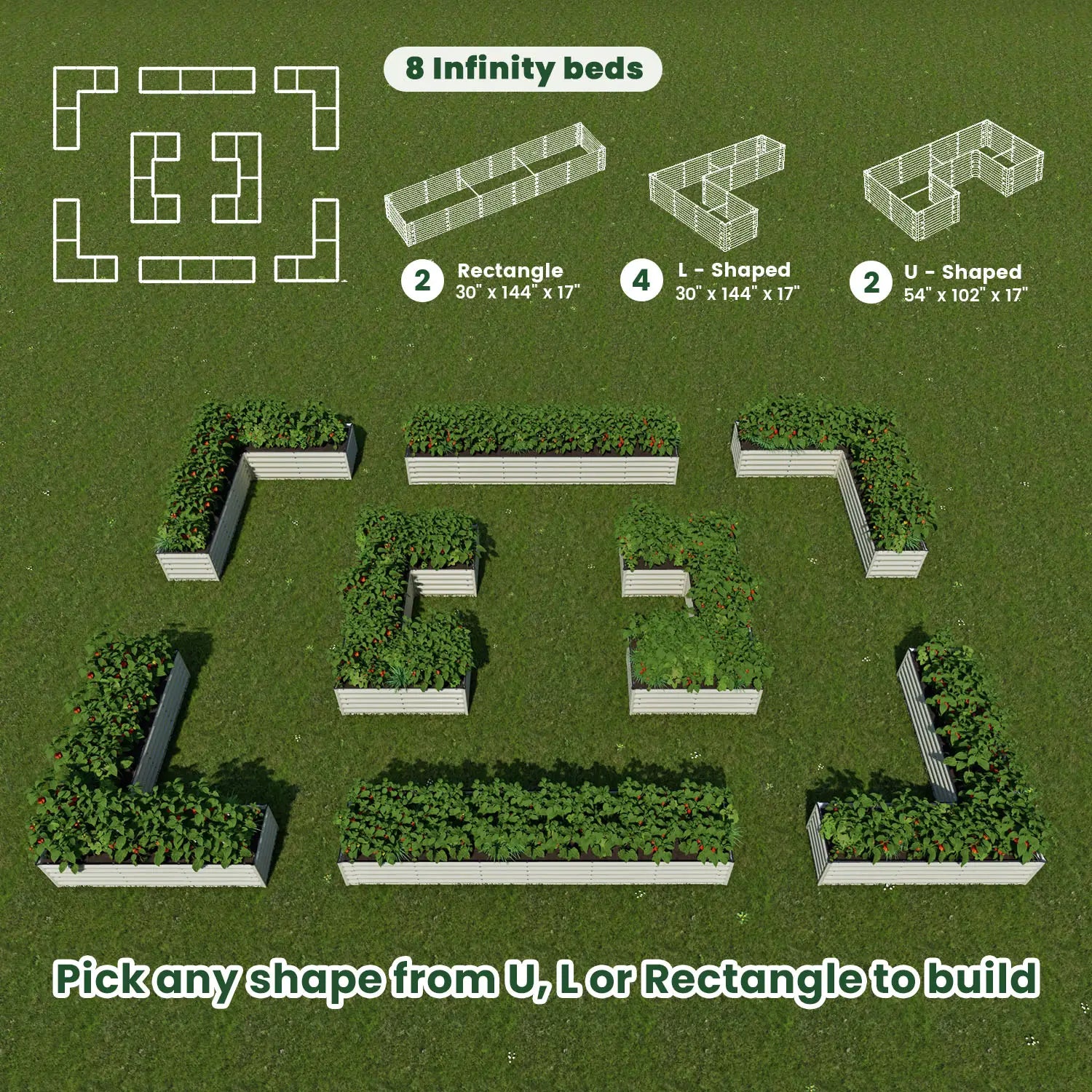 Bundle of 8 | Infinity Olle Gardens Raised Beds