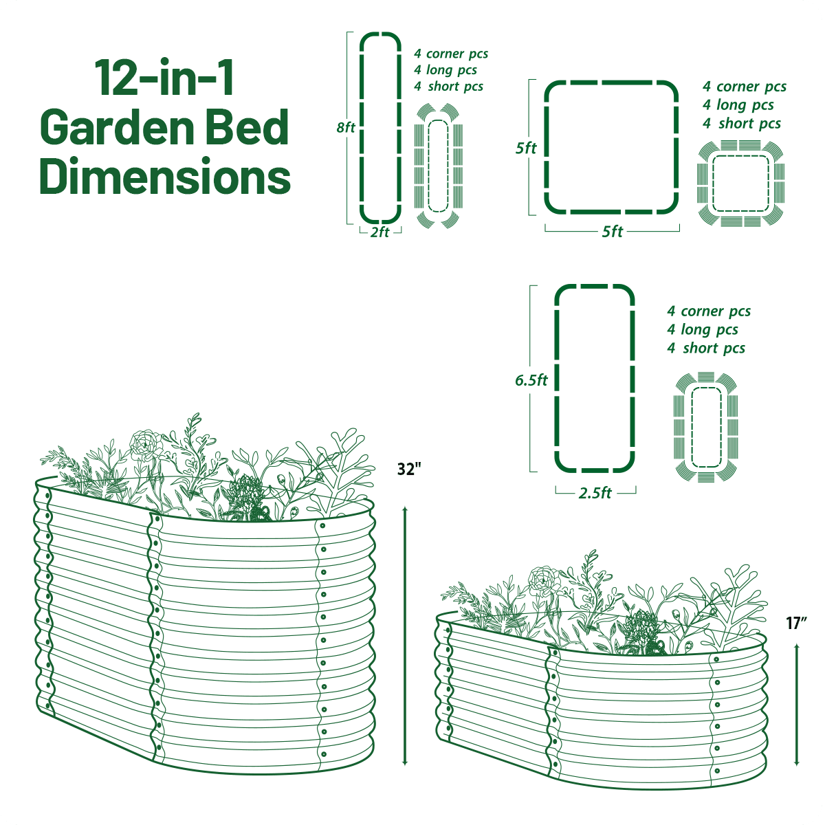 Olle Galvanized Raised Garden Bed - Ollegardens