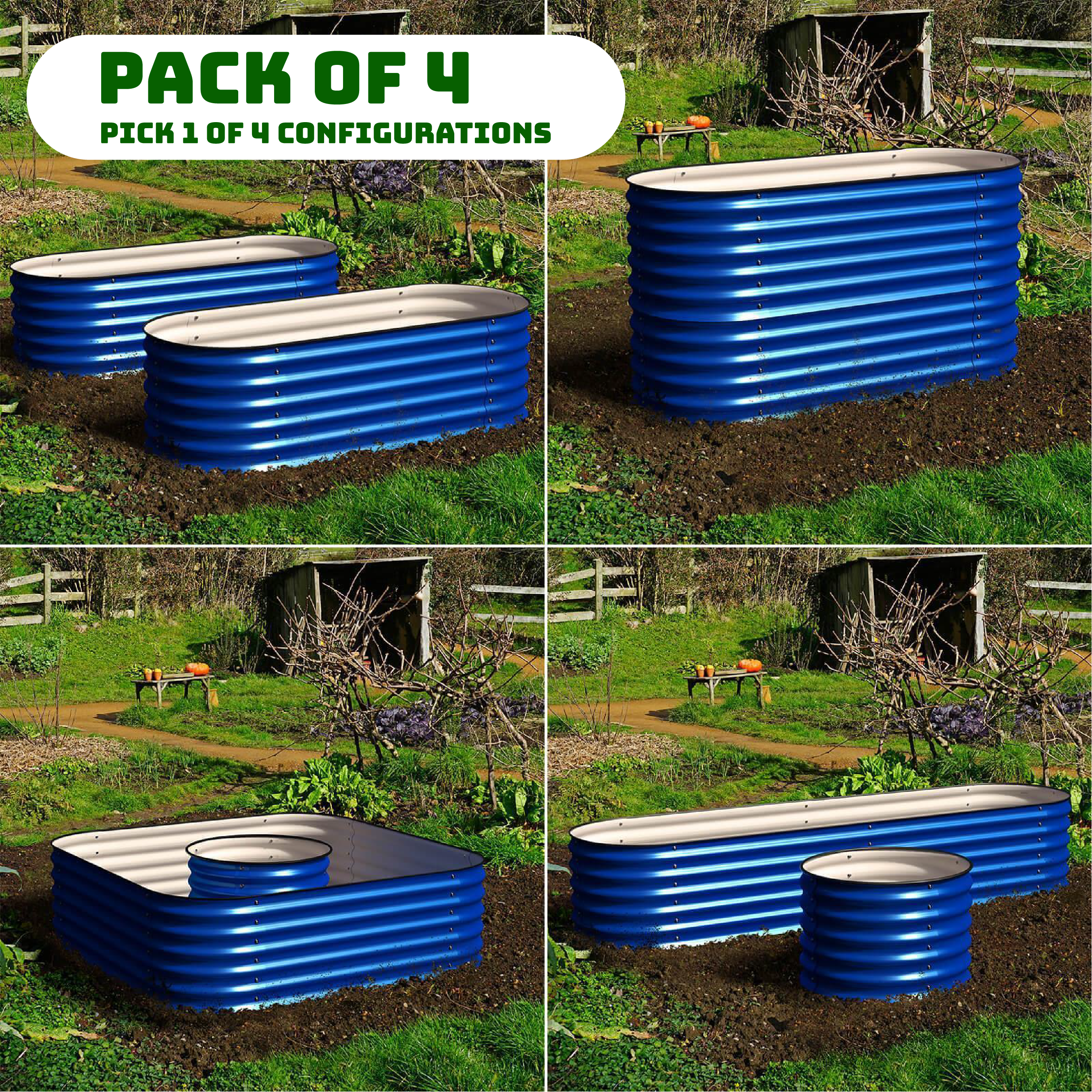Bundle of 4 | Modular 4 Style Raised Garden Beds