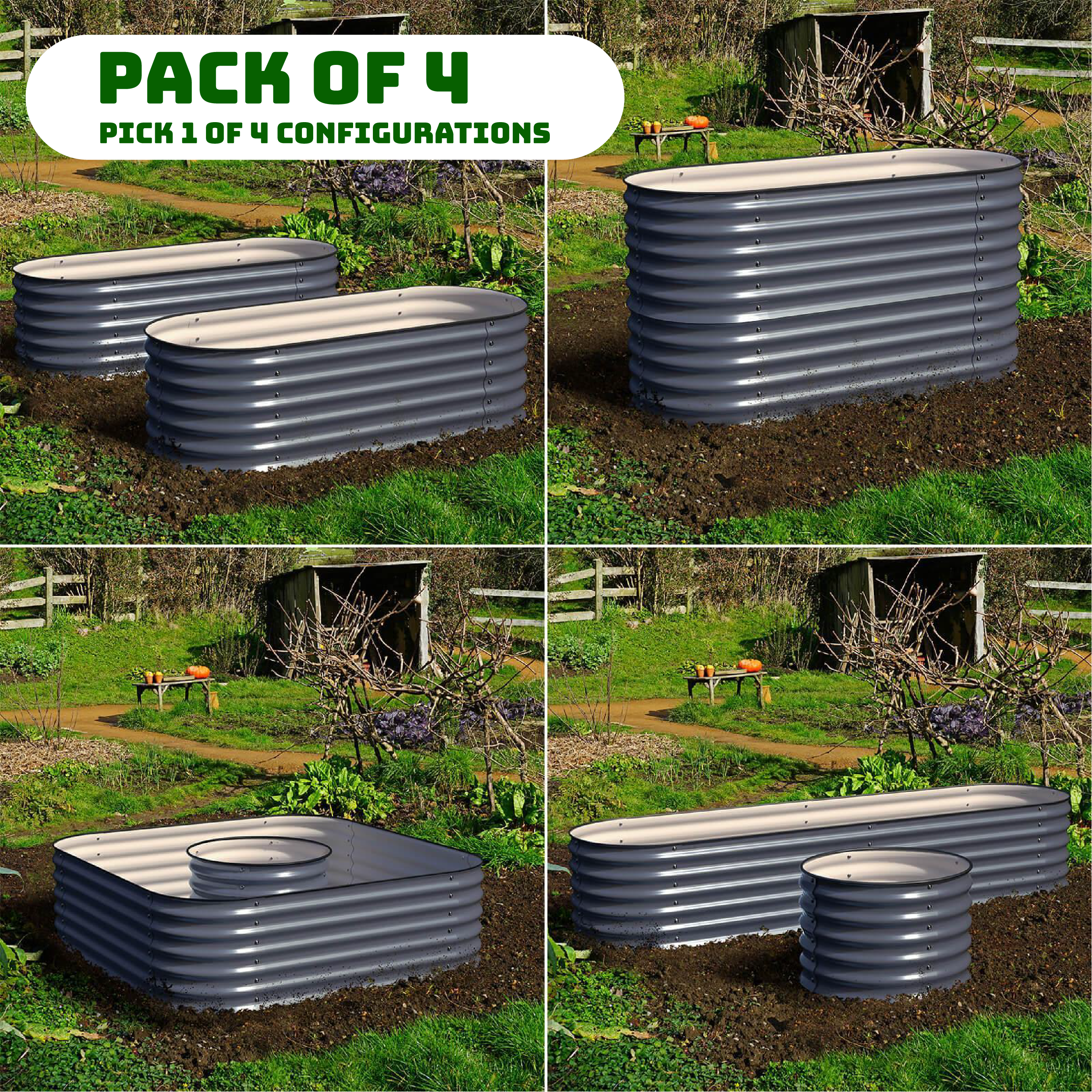 Bundle of 4 | Modular 4 Style Raised Garden Beds