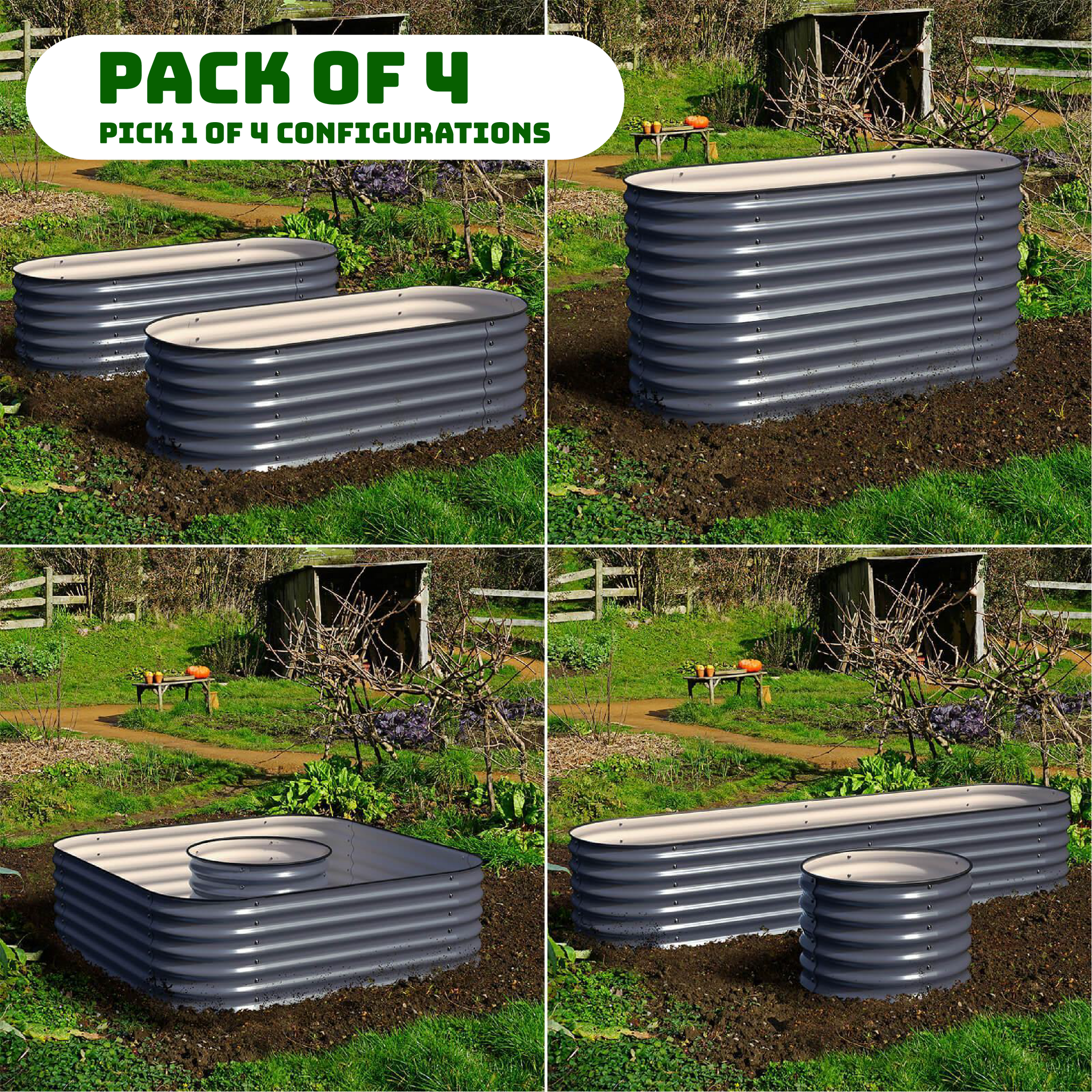 Bundle of 4 | Modular 4 Style Raised Garden Beds