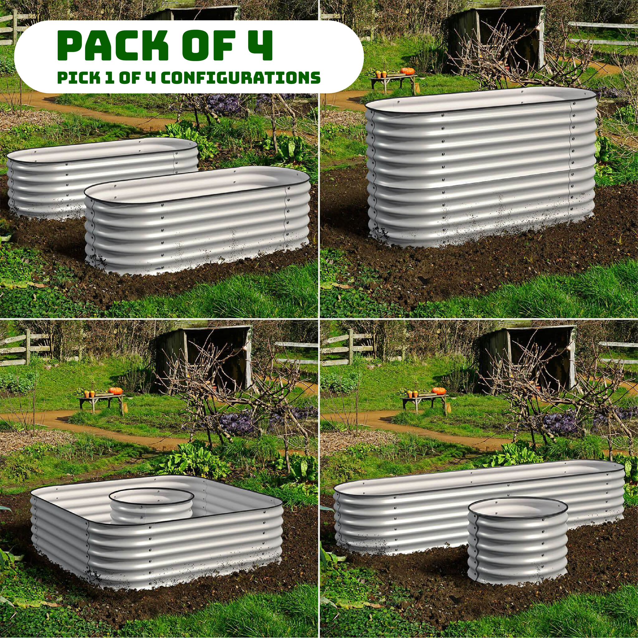 Bundle of 4 | Modular 4 Style Raised Garden Beds