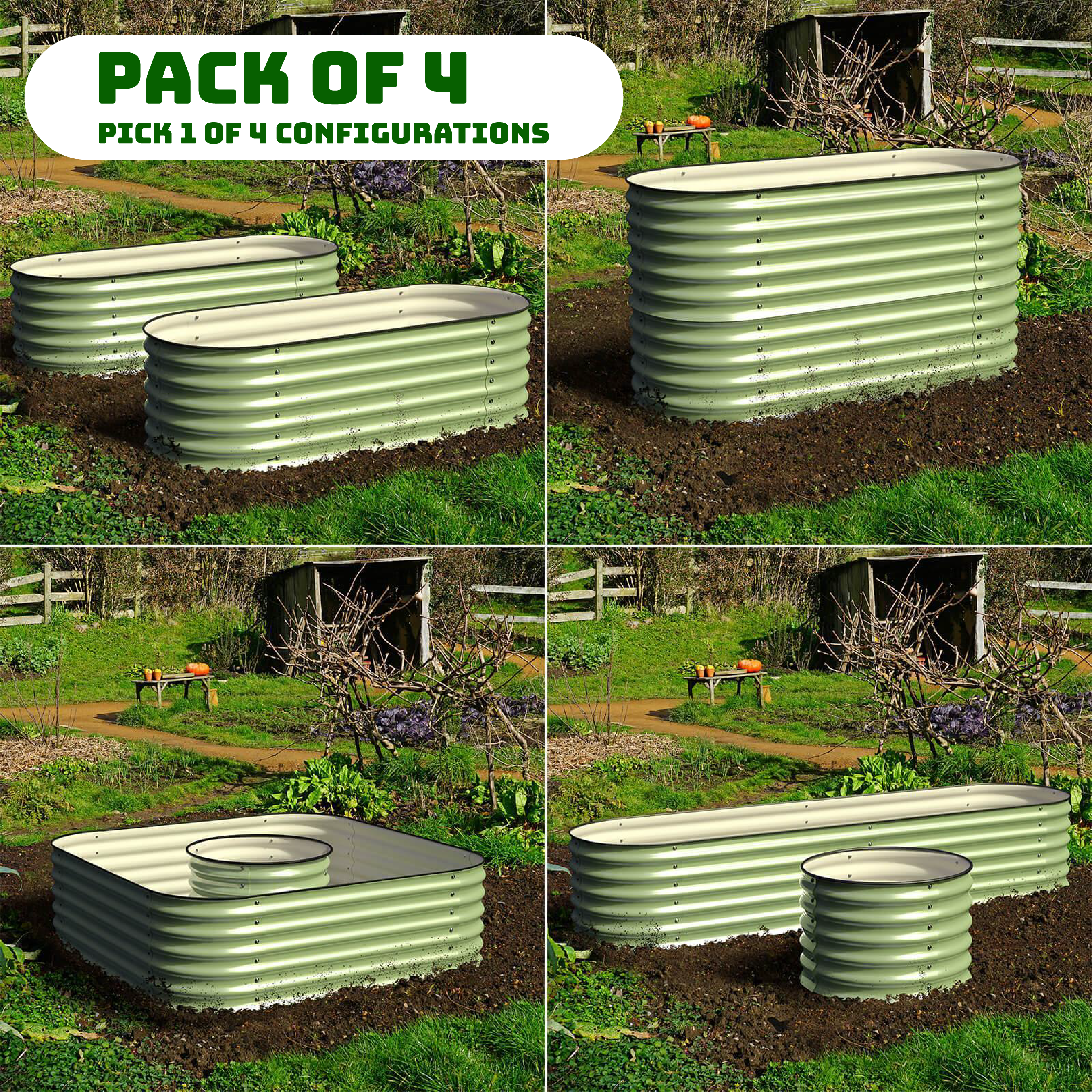Bundle of 4 | Modular 4 Style Raised Garden Beds