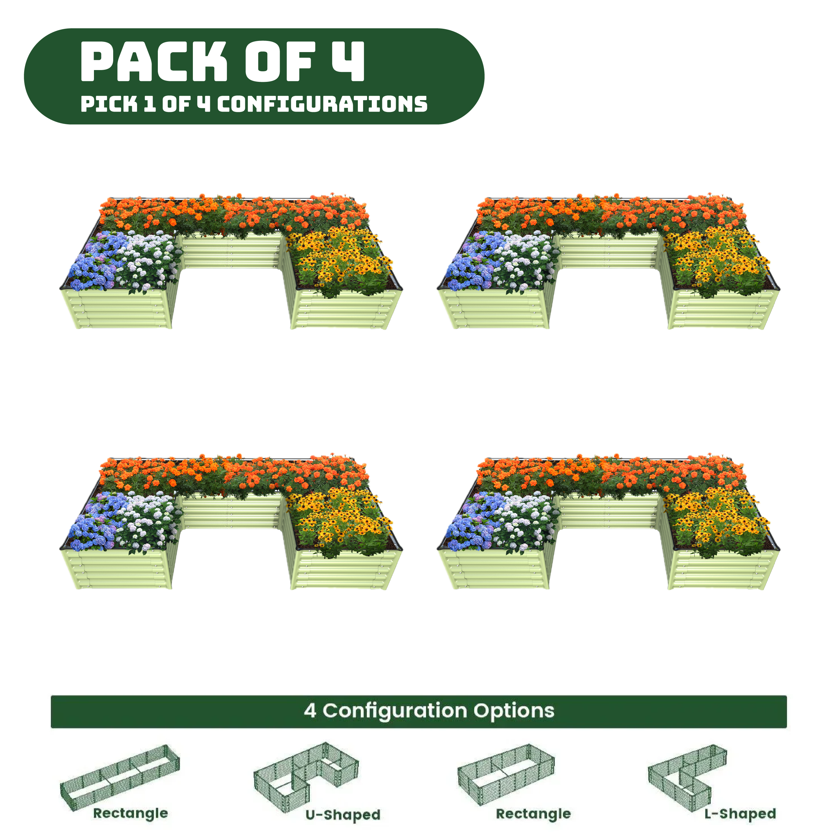 Bundle of 4 | Infinity Olle Gardens Raised Beds