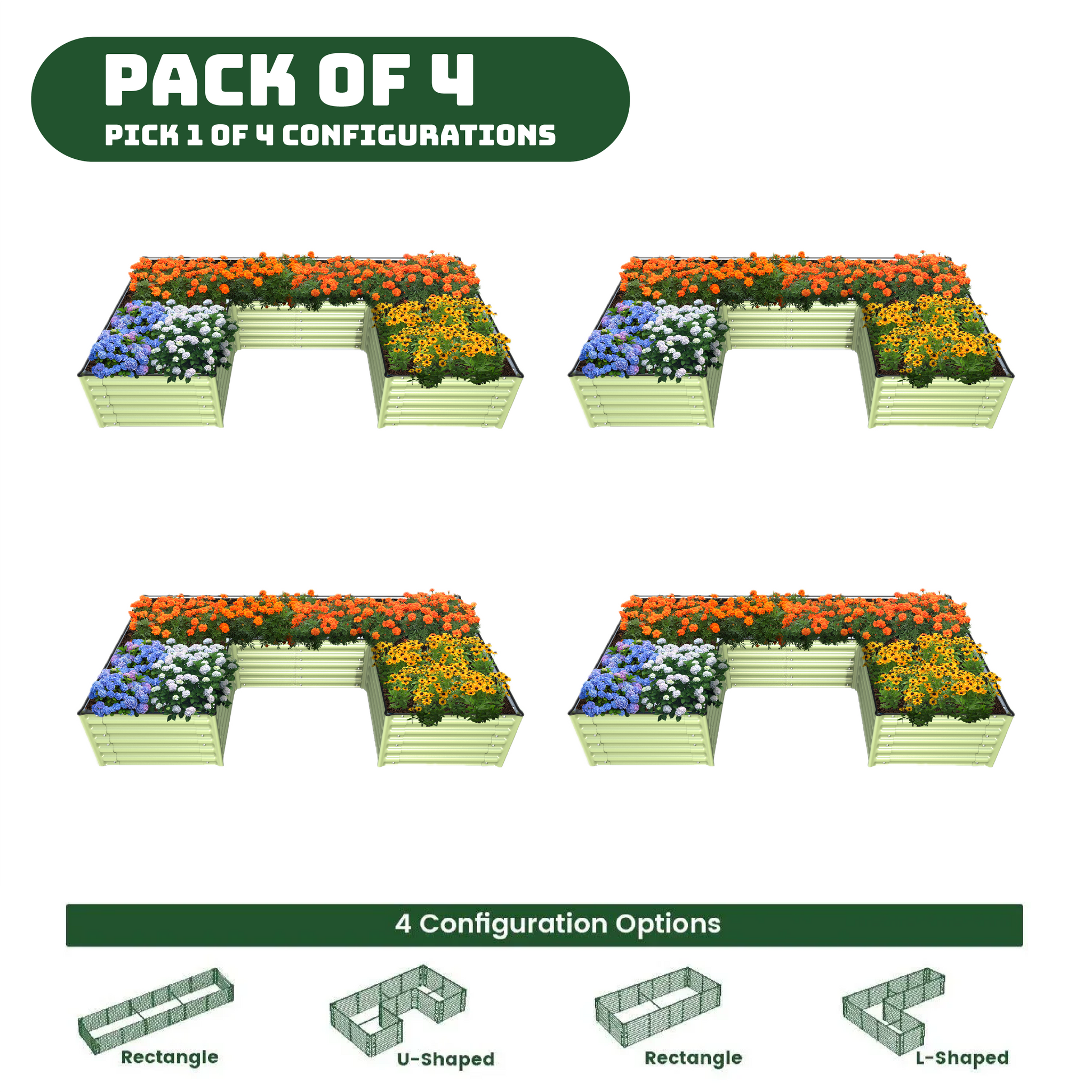 Bundle of 4 | Infinity Olle Gardens Raised Beds