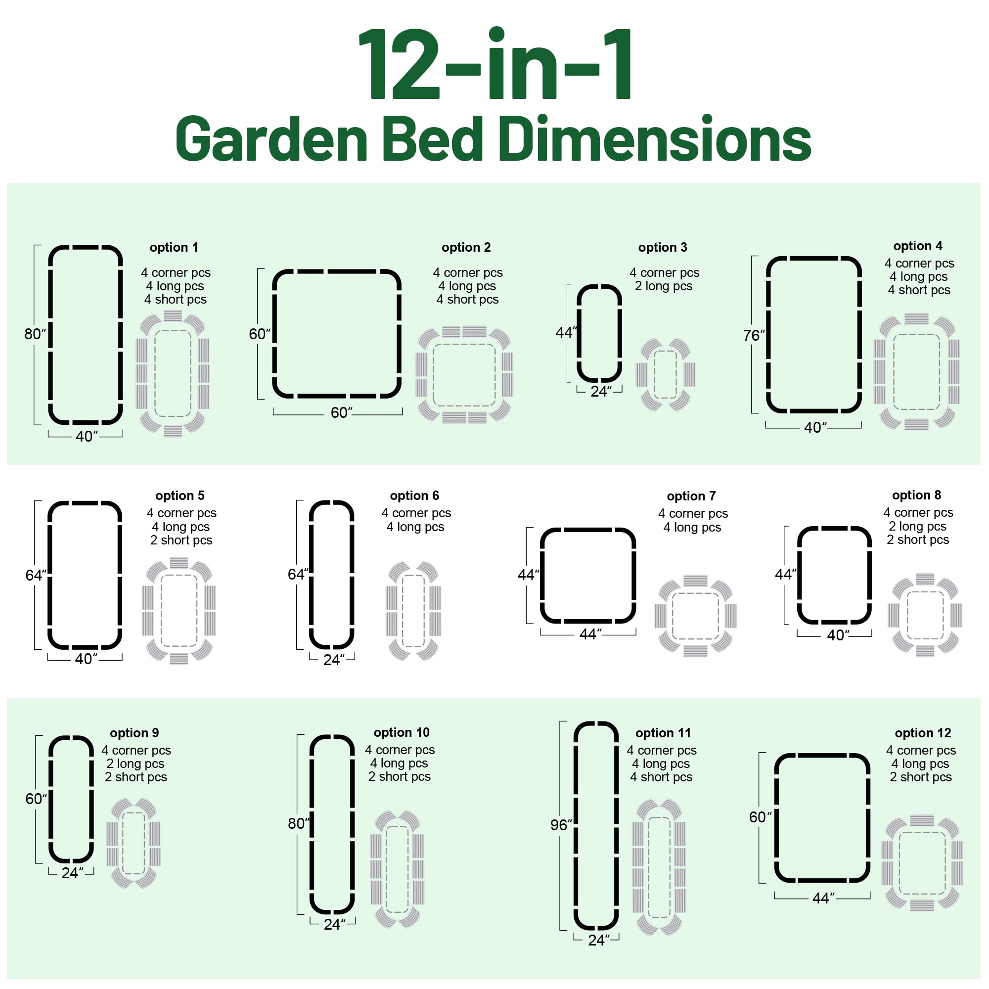 17'' Tall Olle Gardens 12-in-1 Raised Bed, in Sage Green
