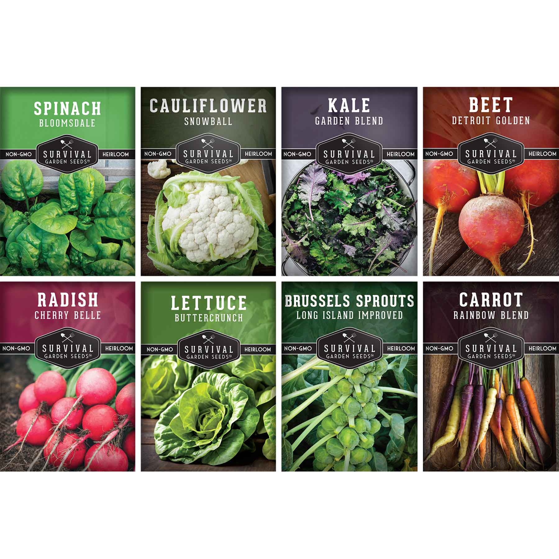 Fall Vegetable Seed Collection – 8 Heirloom Non-GMO Varieties for Cool-Weather Gardening, Indoor Growing & Year-Round Harvests