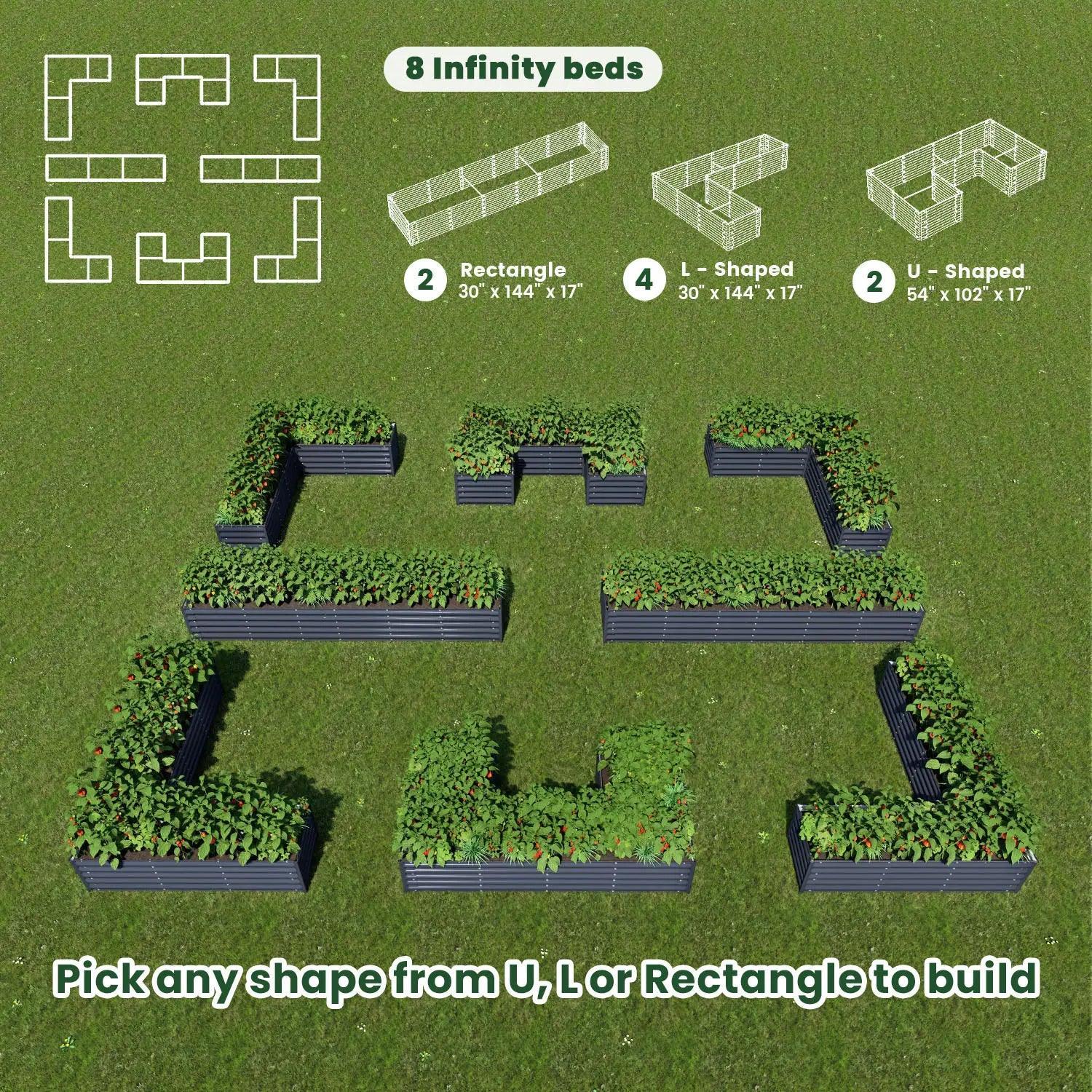 Bundle of 8 | Infinity Olle Gardens Raised Beds - Ollegardens