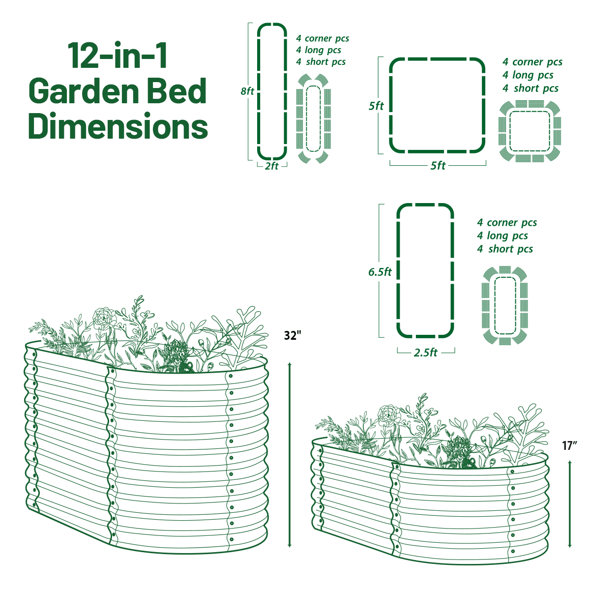 Olle Galvanized Raised Garden Beds, Home Garden Vegetable Beds - Ollegardens