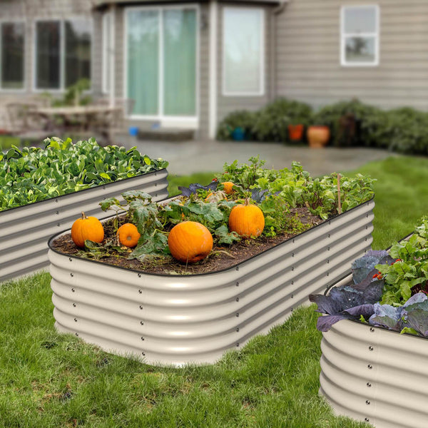 17" Tall, 12 - in - 1 Raised Garden Bed in Ivory - Ollegardens