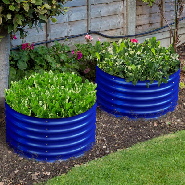 17" Tall, 24" Round Pair Raised Garden Beds , (2) per set. in Cobalt Blue - Ollegardens