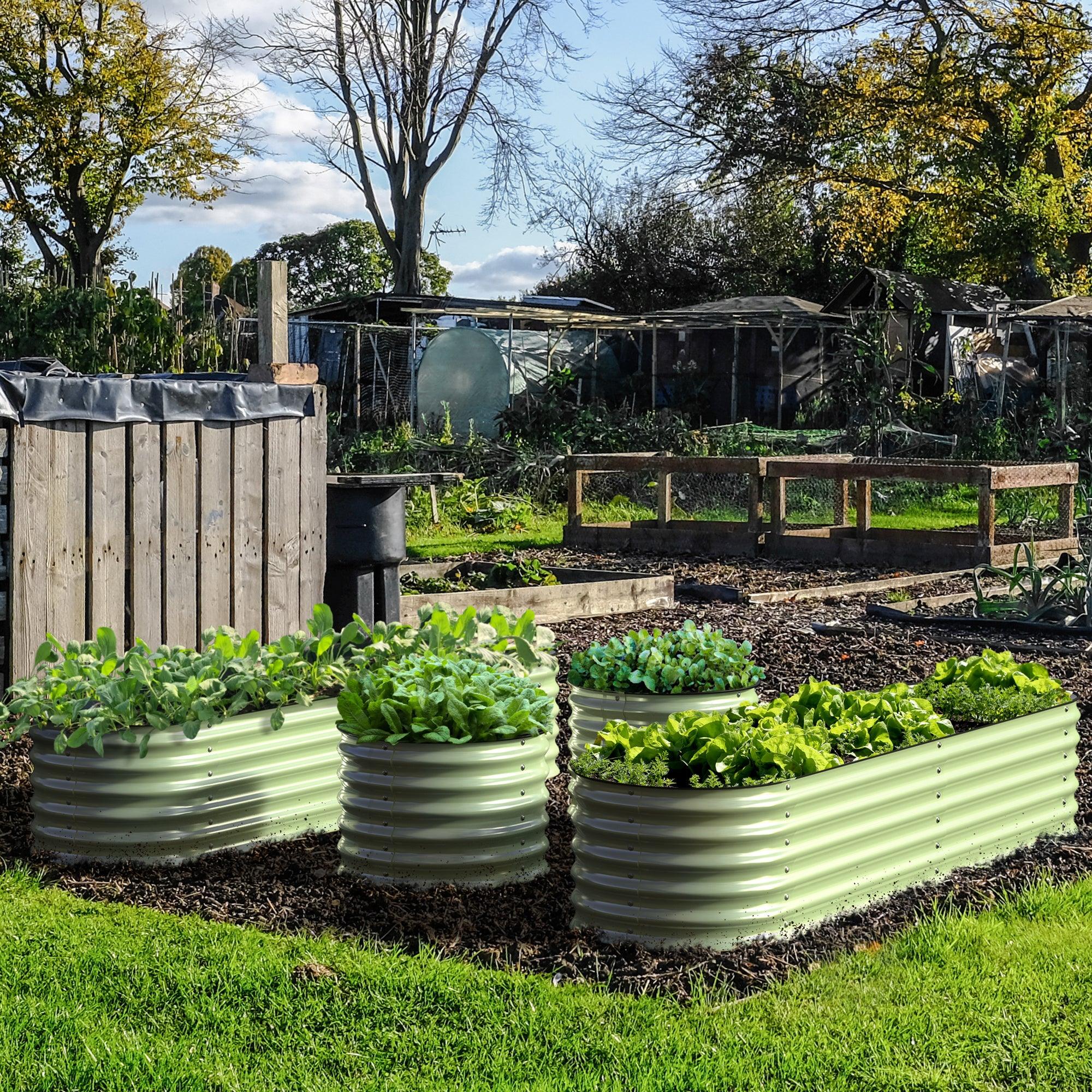 Olle 4-Style Modular Weather-Resistant Galvanized Raised Garden Beds, Designed for gardening - Ollegardens