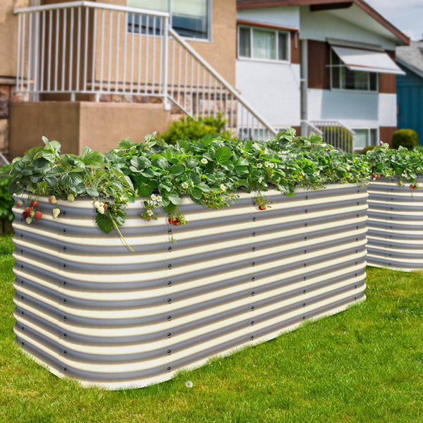 32" Tall, 12 - in - 1 Raised Garden Bed, in Ivory - Ollegardens