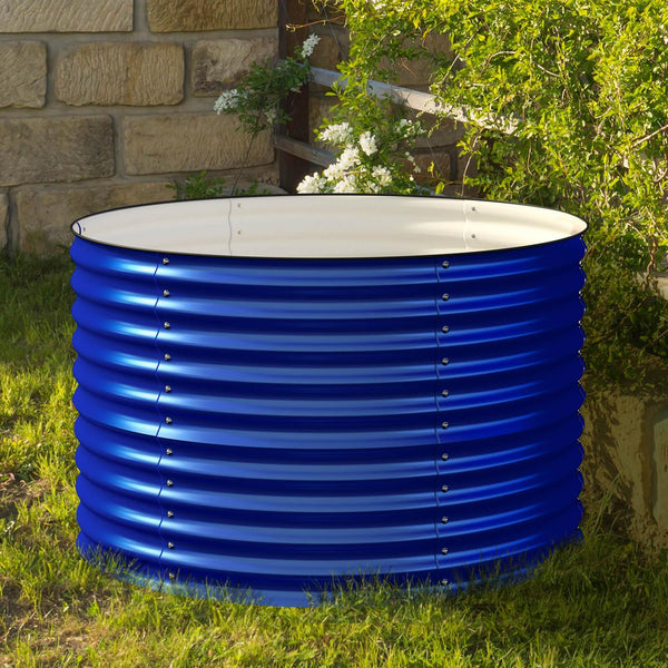 32" Tall x 42" Round Raised Garden Bed, in Cobalt Blue - Ollegardens