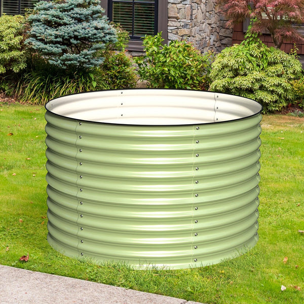 32" Tall x 42" Round Raised Garden Bed, in Sage Green - Ollegardens