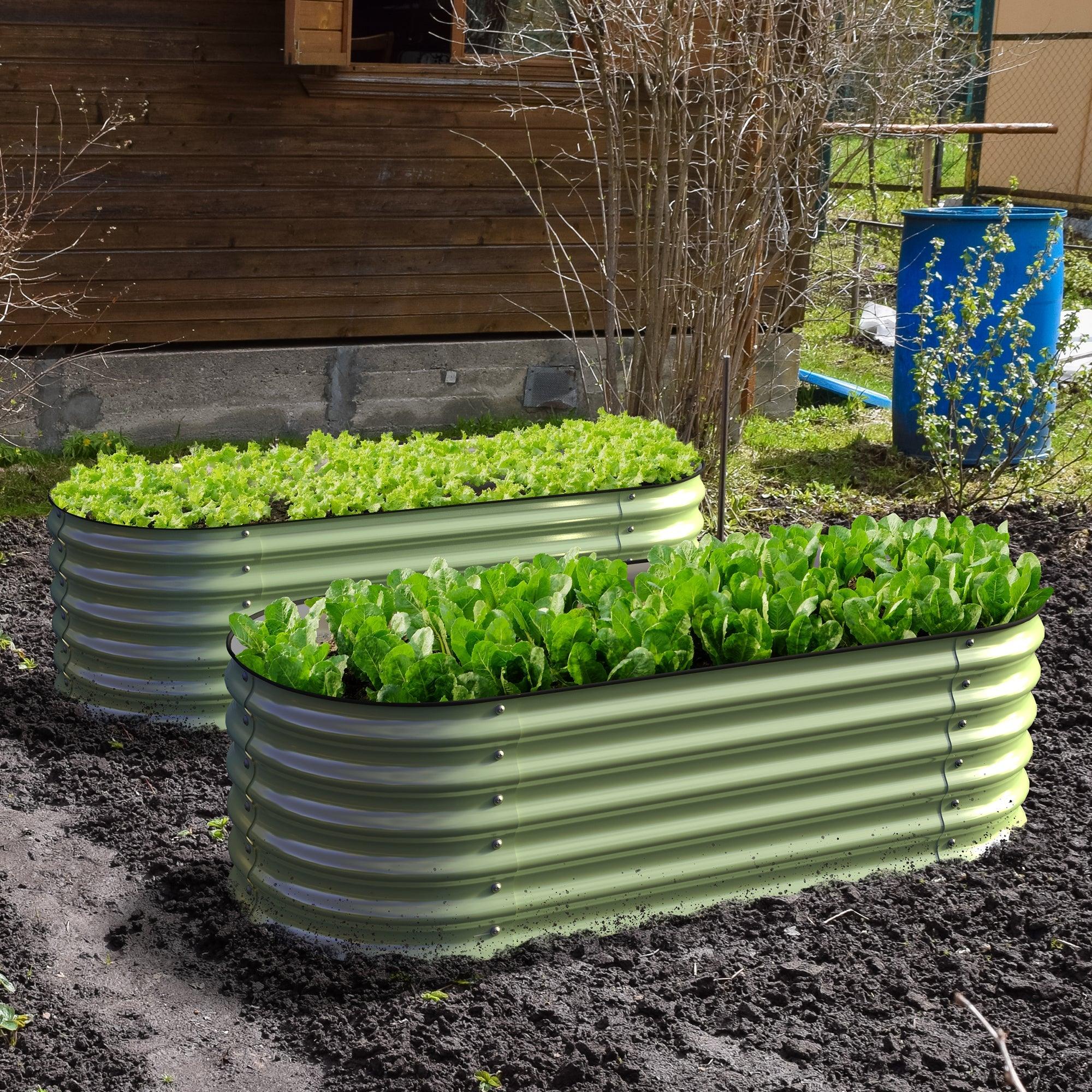 Olle 4-Style Modular Weather-Resistant Galvanized Raised Garden Beds, Designed for Gardening  Sage Green - Ollegardens