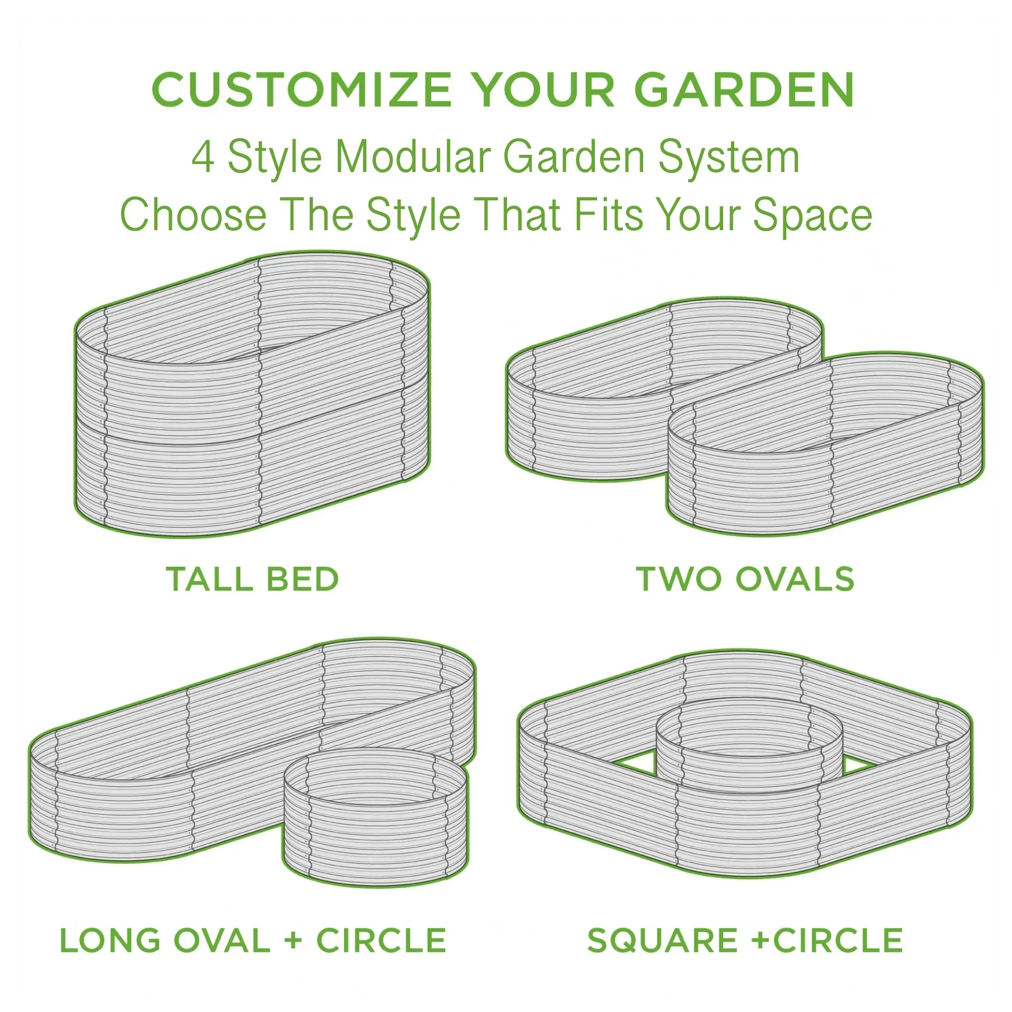 4 - style Modular & Waterfall in Sage Green - Ollegardens