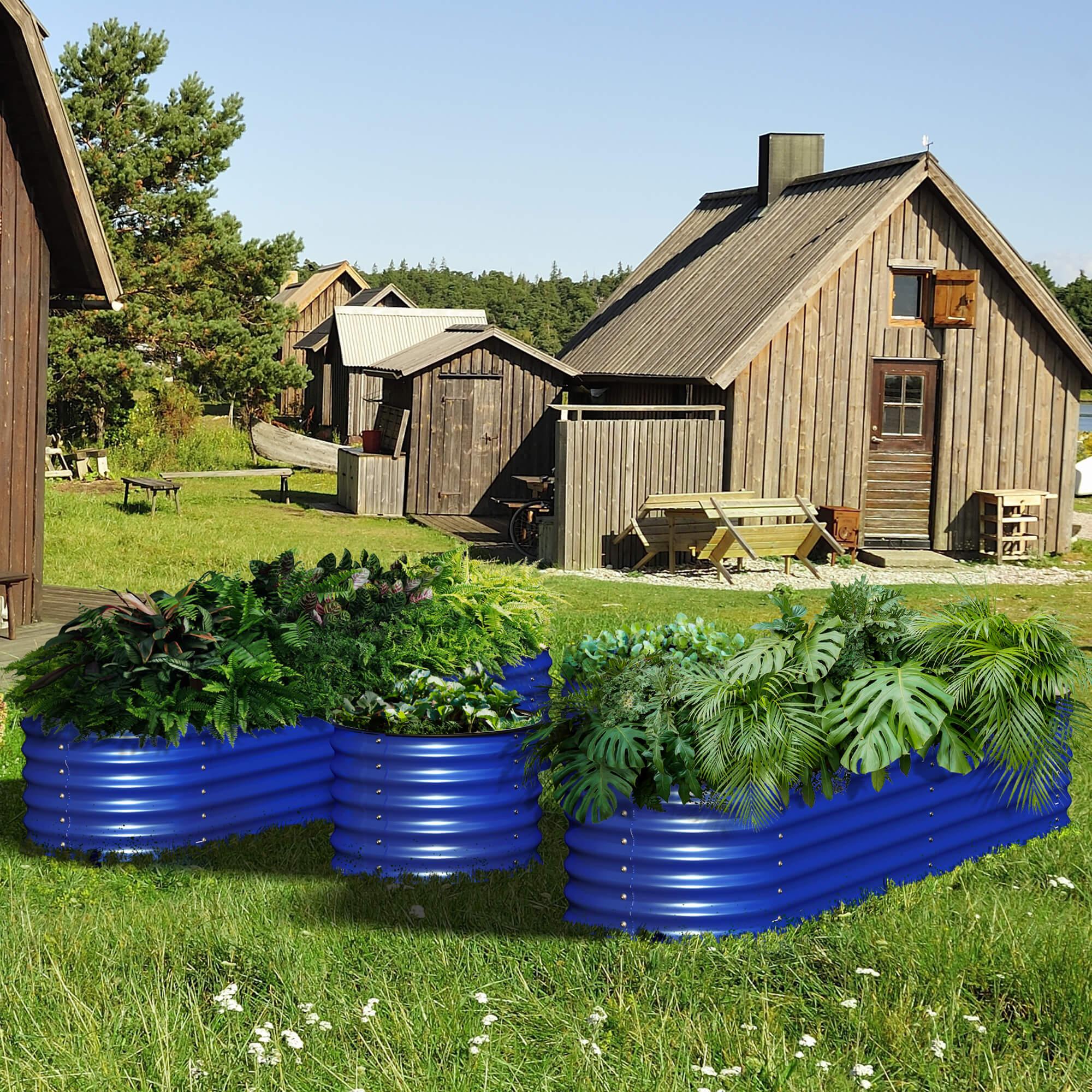 Olle 4-Style Modular Weather-Resistant Galvanized Raised Garden Beds, Designed for gardening - Ollegardens