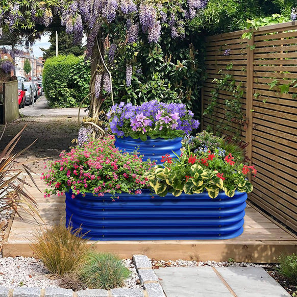 Olle 4-Style Modular Weather-Resistant Galvanized Raised Garden Beds, Designed for gardening - Ollegardens