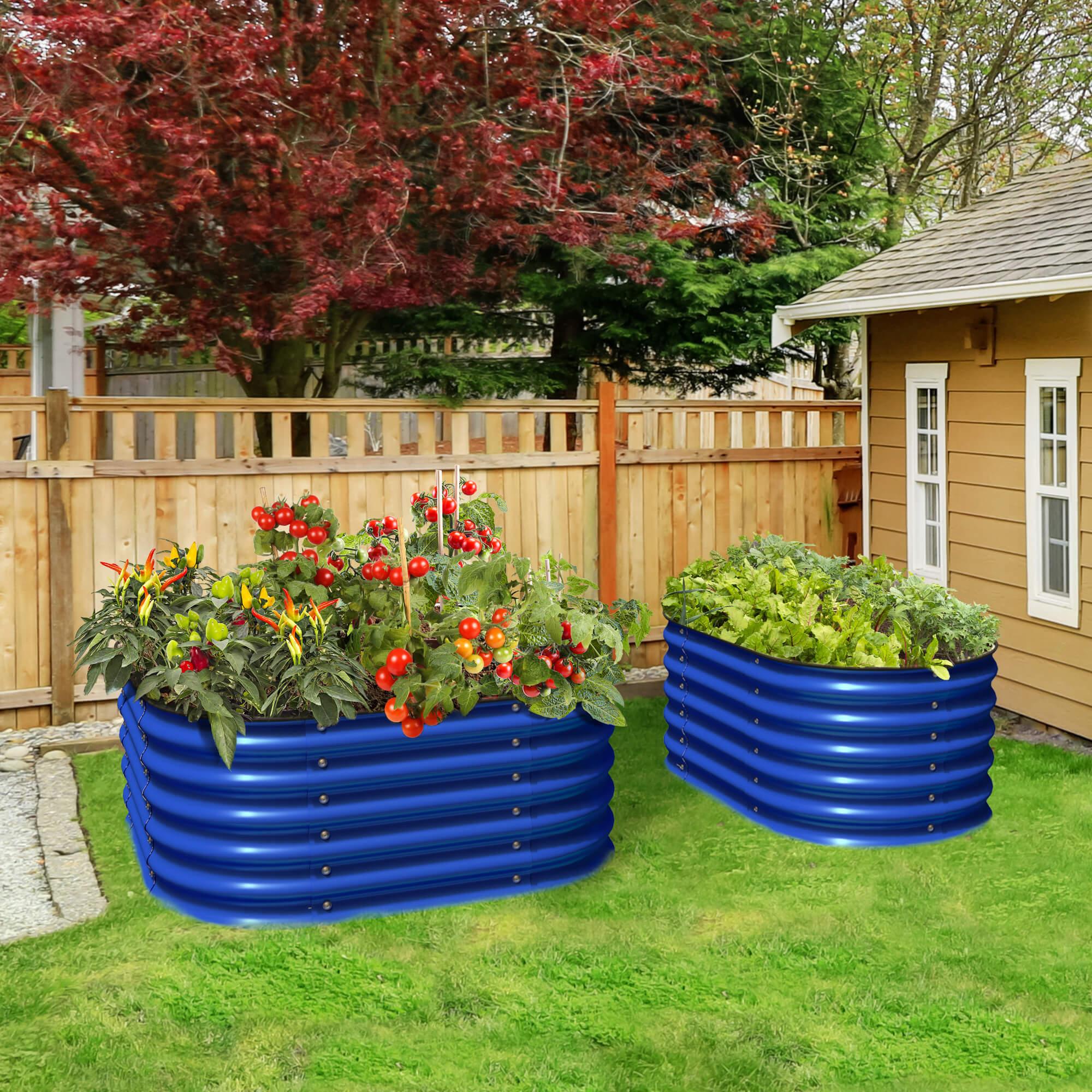 Waterfall Modular Garden Bed, Cobalt Blue - Ollegardens