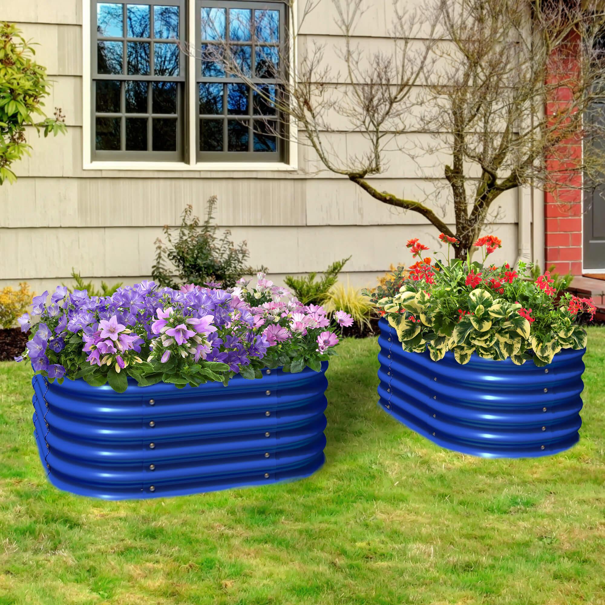 Waterfall Modular Garden Bed, Cobalt Blue - Ollegardens