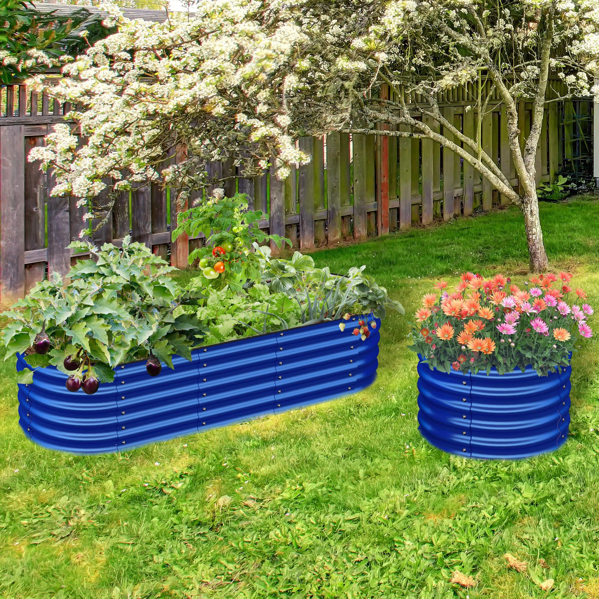 Waterfall Modular Garden Bed, Cobalt Blue - Ollegardens