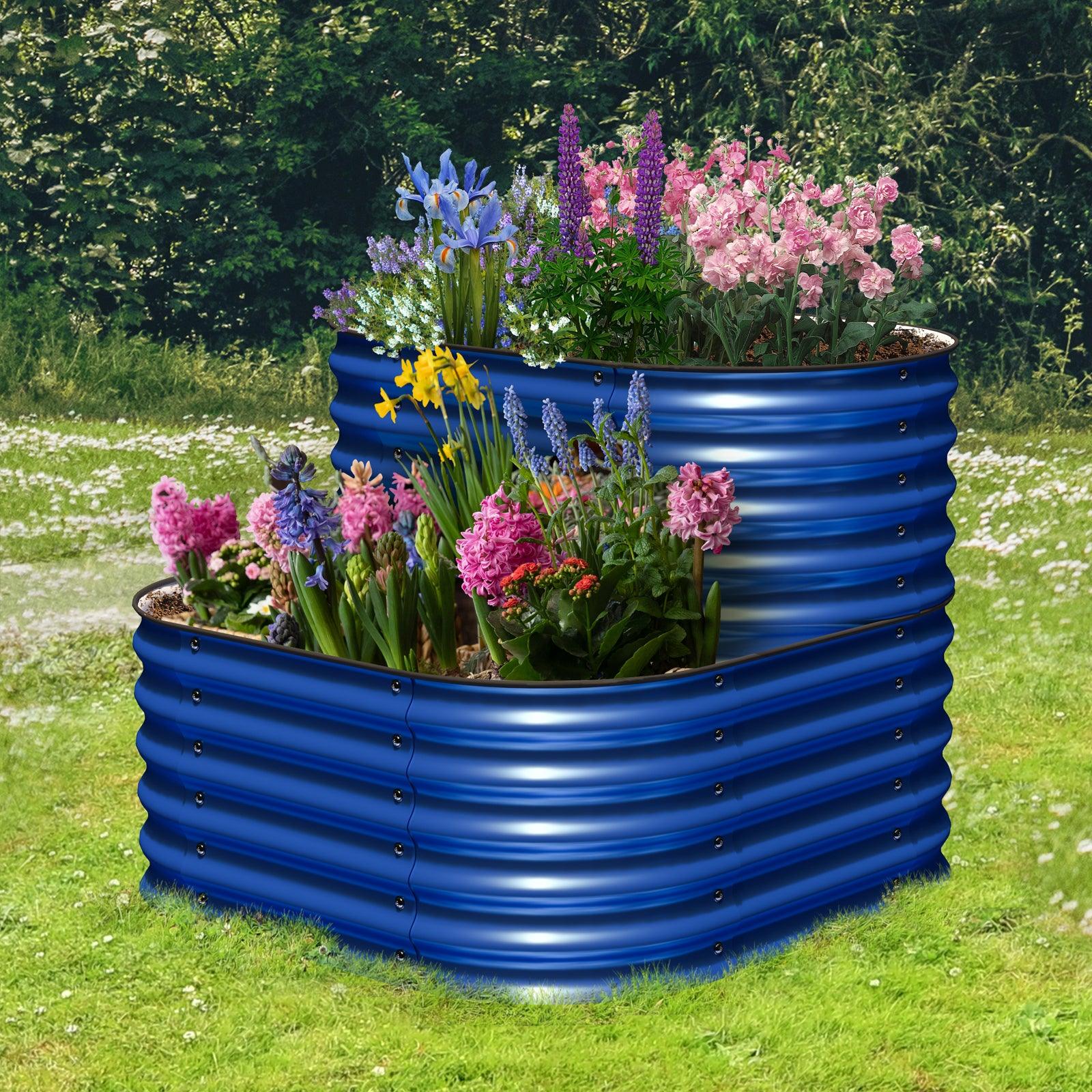 Waterfall Modular Garden Bed, Cobalt Blue - Ollegardens