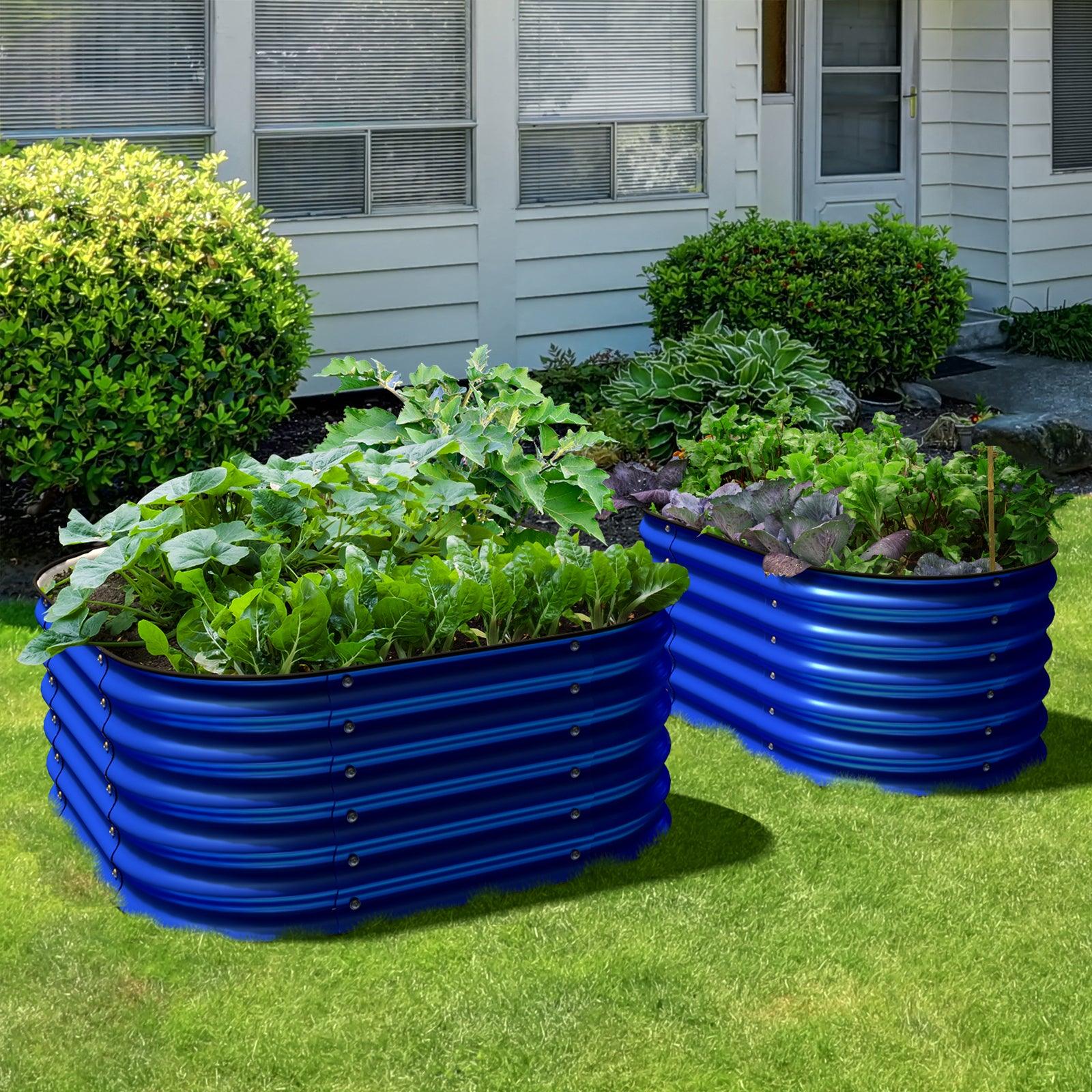 Waterfall Modular Garden Bed, Cobalt Blue - Ollegardens