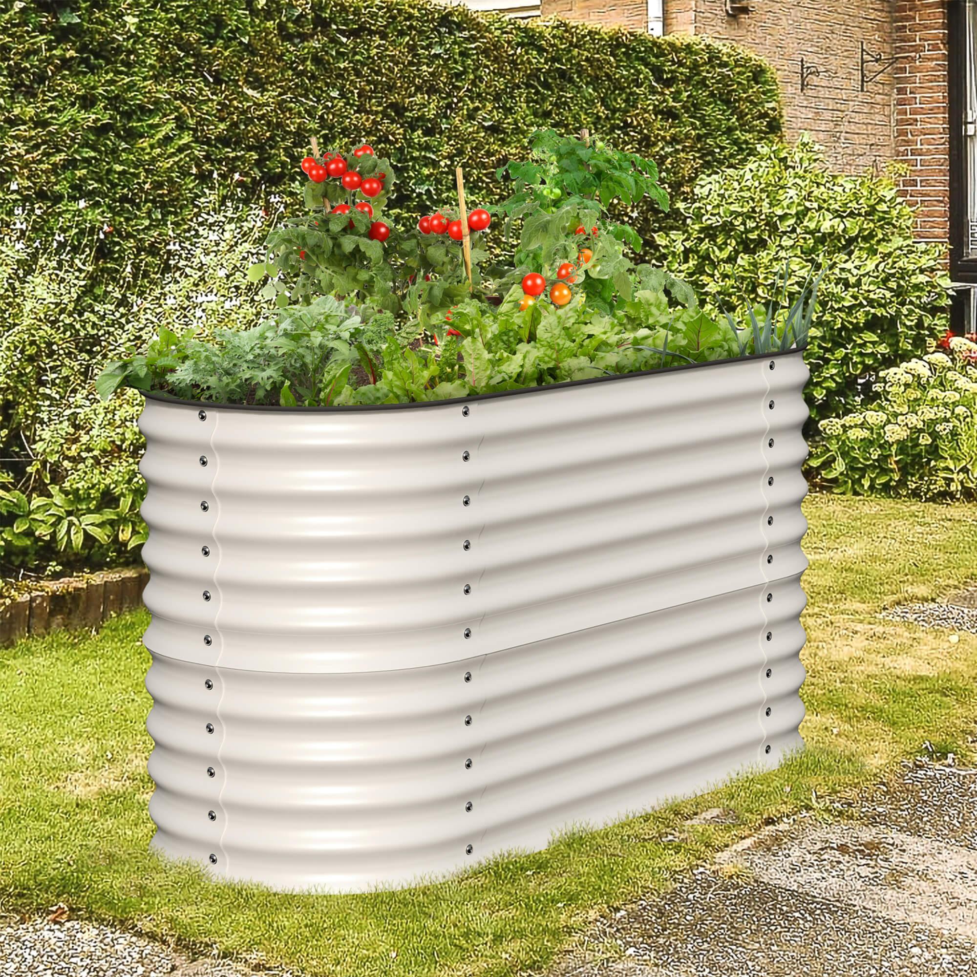 Olle 4 - Style Modular Galvanized Raised Garden Beds, Ivory [Build 1 of 4 Configurations] - Ollegardens