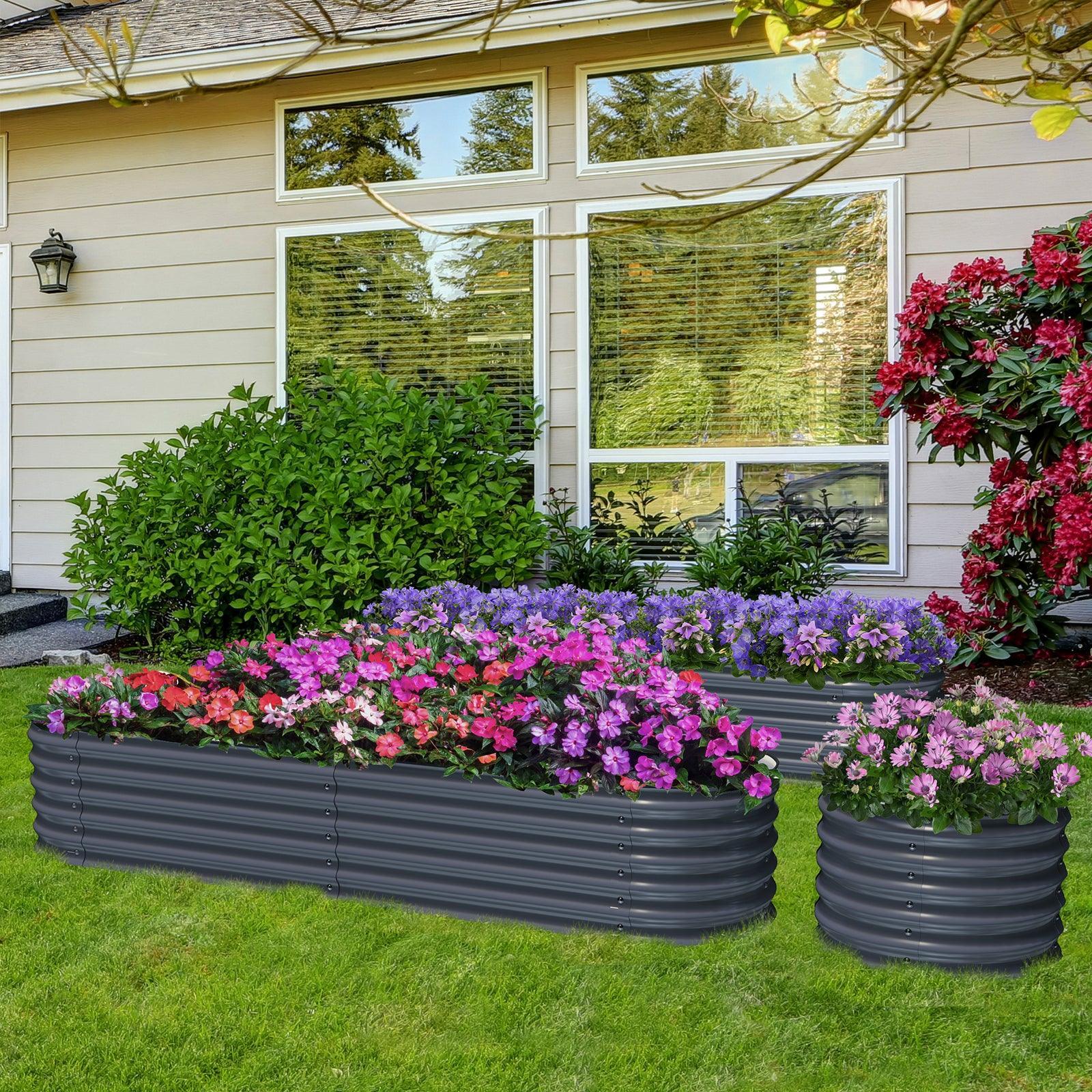 Olle 4 - Style Modular Galvanized Raised Garden Beds, Midnight Grey [Build 1 of 4 Configurations] - Ollegardens