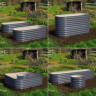 Olle 4 - Style Modular Galvanized Raised Garden Beds, Midnight Grey [Build 1 of 4 Configurations] - Ollegardens
