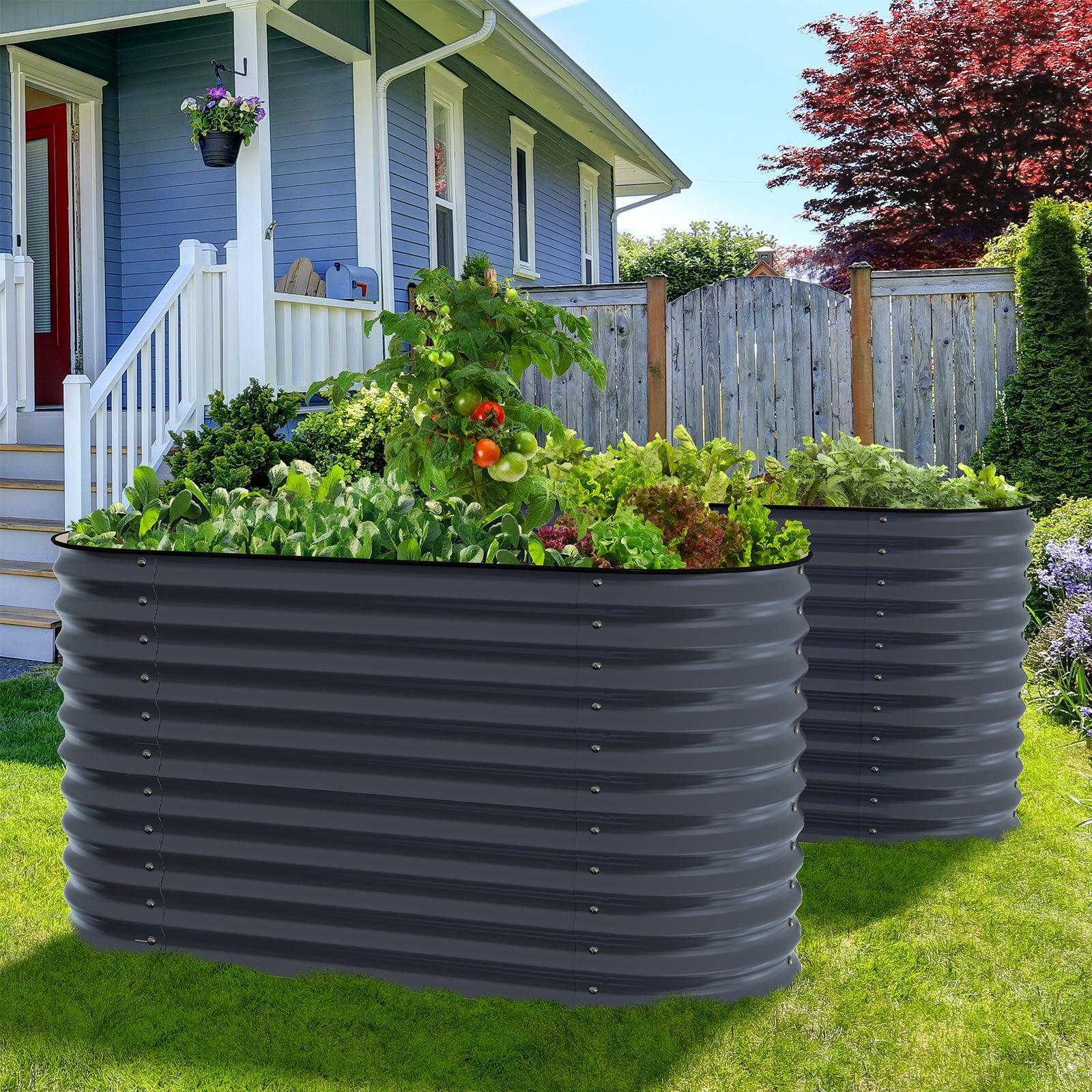 Olle 4 - Style Modular Galvanized Raised Garden Beds, Midnight Grey [Build 1 of 4 Configurations] - Ollegardens