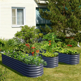 Olle 4 - Style Modular Galvanized Raised Garden Beds, Midnight Grey [Build 1 of 4 Configurations] - Ollegardens
