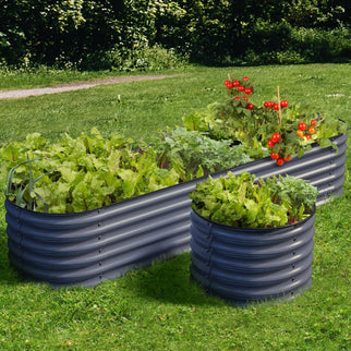 Olle 4 - Style Modular Galvanized Raised Garden Beds, Midnight Grey [Build 1 of 4 Configurations] - Ollegardens