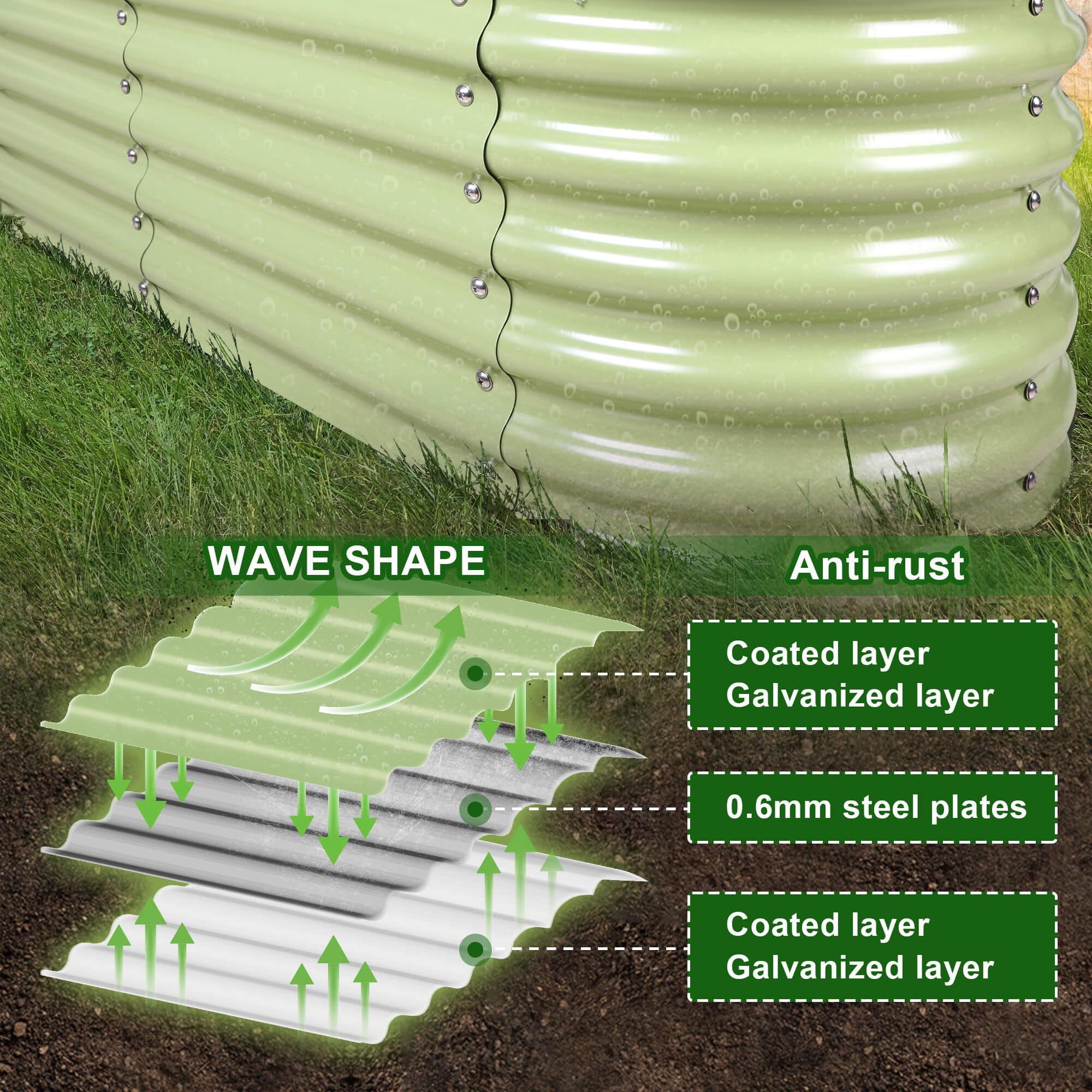 Olle 4 - Style Modular Galvanized Raised Garden Beds, Sage Green [Build 1 of 4 Configurations] - Ollegardens